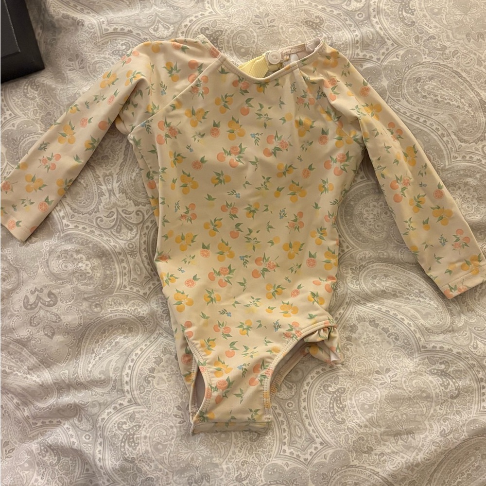 Peach Print Kids Swim Bodysuit